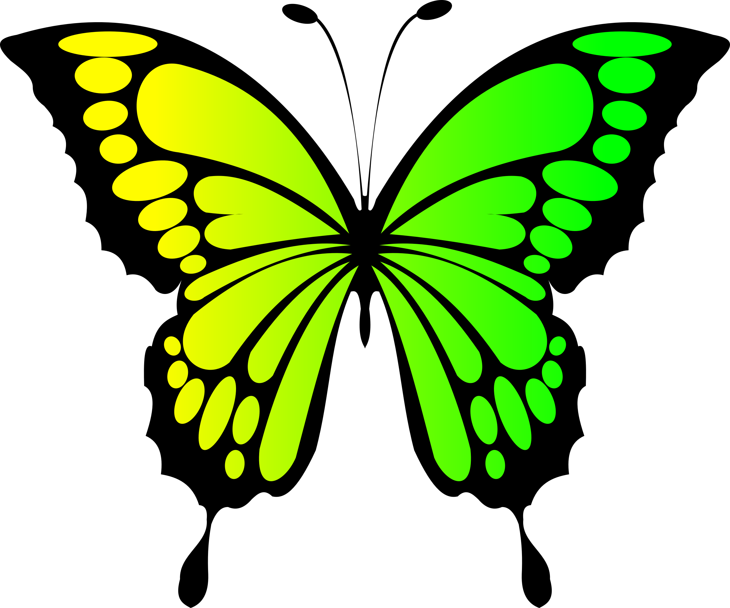 Clip Art Butterfly Green Clipart Yellow Pencil And - Dibujos De Mariposas A Color (2400x2000)