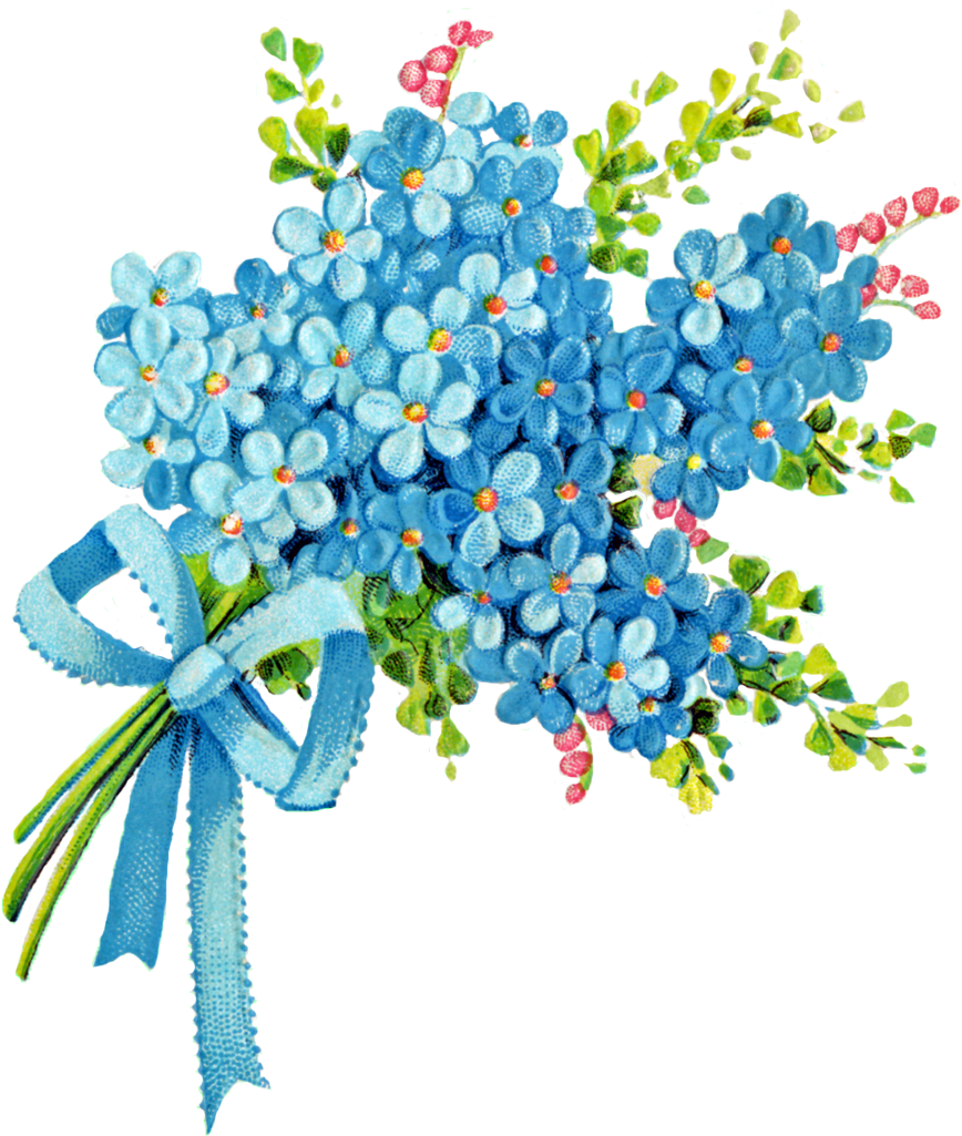 Purple Flower Clipart Blue Pencil And In Color Purple - Forget Me Nots Clip Art (897x1049)