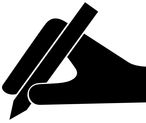 Free Vector Hand And Pen Clip Art - Pen And Paper Clip Art (594x499)