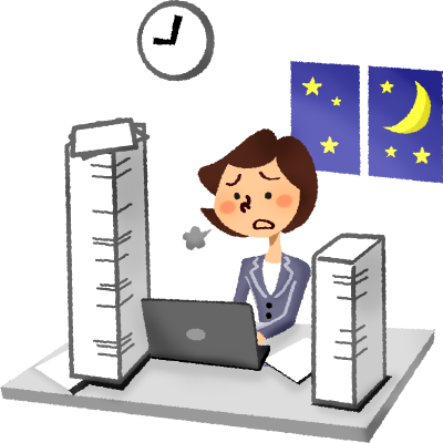 Businesswoman Working Overtime - Laborer (400x400)