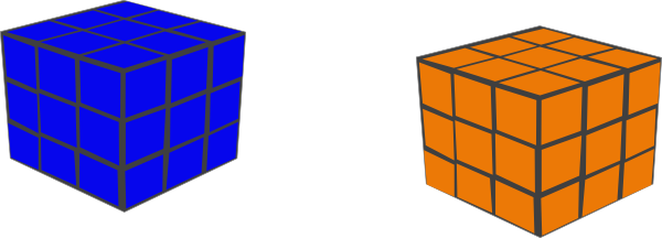 Orang And Blue Cubes Clip Art - Rubik's Cube (600x216)