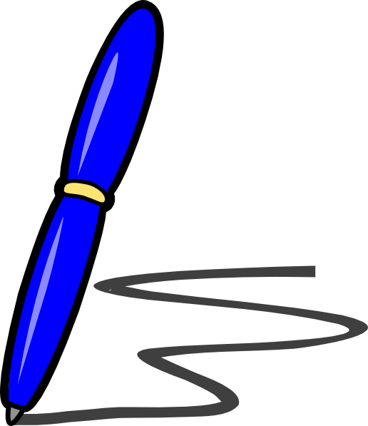 Clip Art Blue Pen (516x597)
