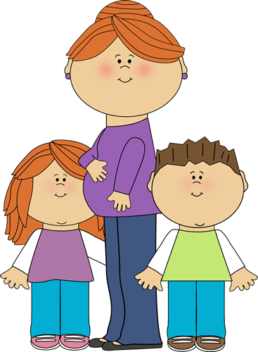 Pregnant Mom With Kids - Mom And Kids Clip Art (367x500)