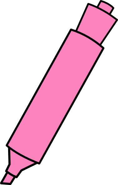 Pen Clipart Pink - Pink And Green Highlighters (378x592)