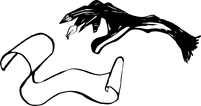 Hand Pencil Ink Fountain Pen Paper Black W - Fountain Pen (645x340)