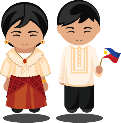 Filipino Fun Messages Sticker-5 - National Dress Flag Man And Woman (400x405)
