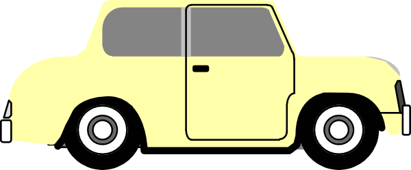 Yellowish Color Car Clip Art - Transparent Cartoon Car Side (600x249)