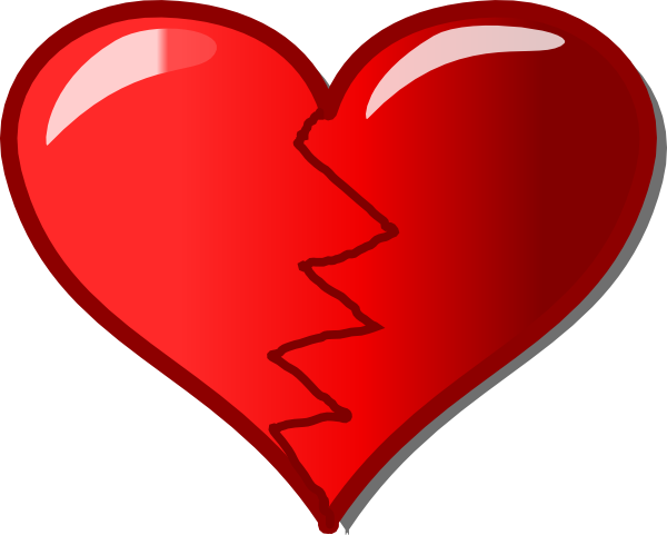 Broken Heart Clipart Small - Broken Heart Gif Png (600x481)