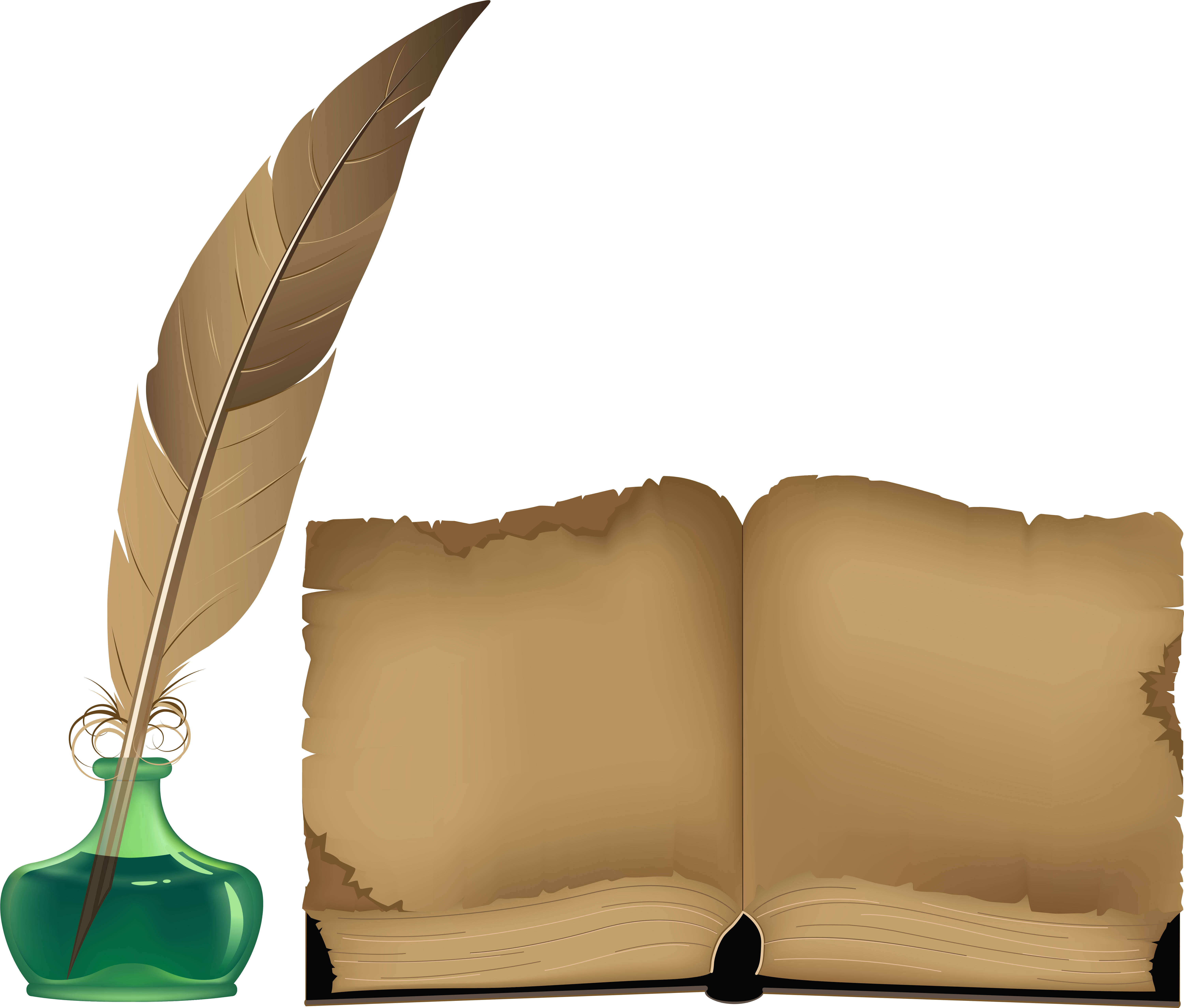 Ancient Book And Inkwell Png Clipart - Old Book Png (6160x5243)