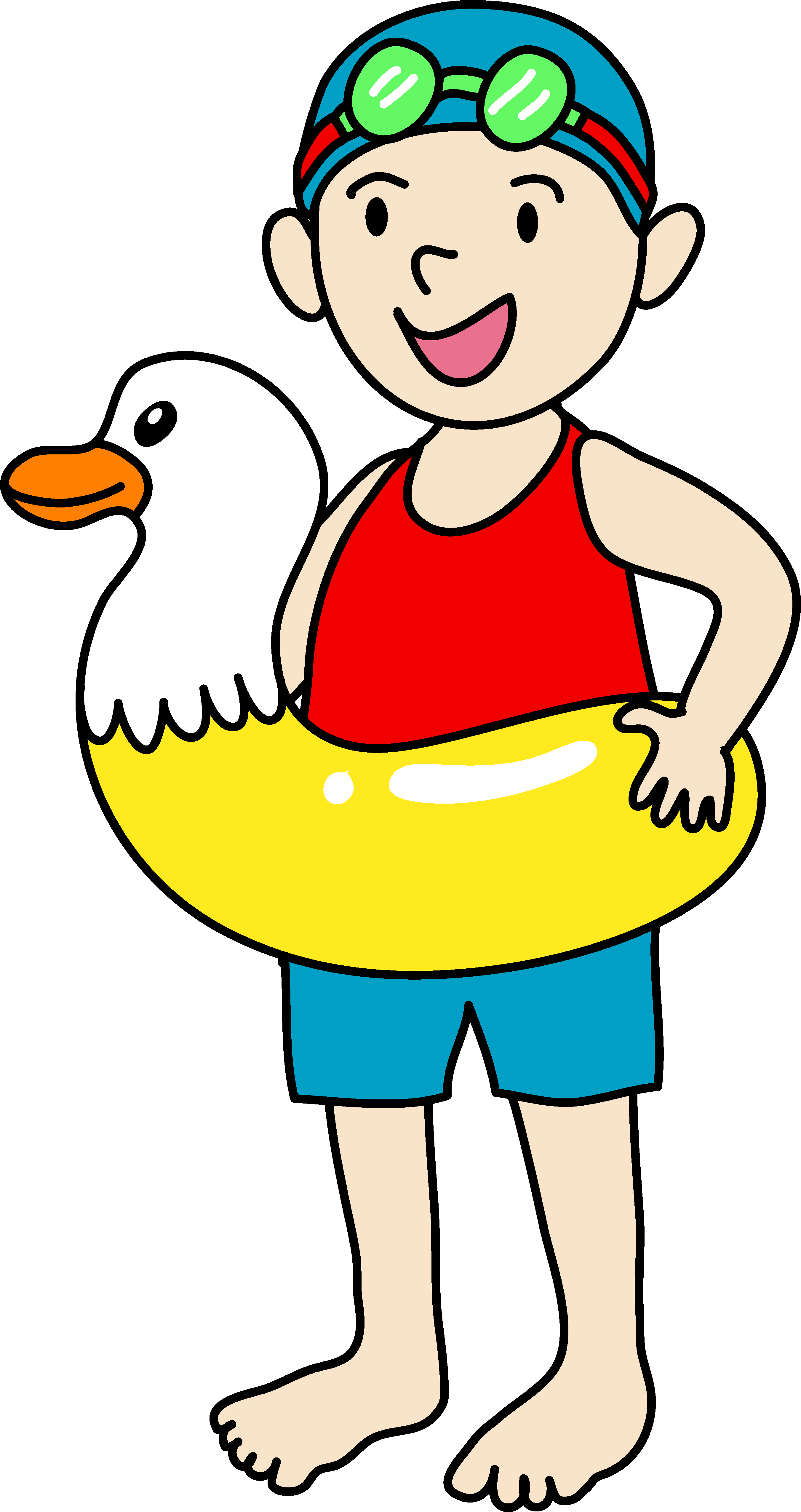 Cartoon - Kids Swimming Clipart (2703x5101)