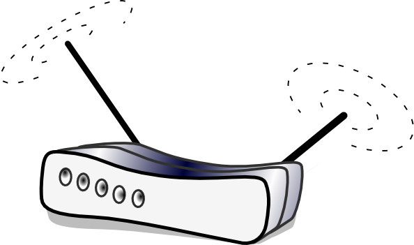 Free Vector Wireless Lan Router Clip Art - Router Cartoon (594x351)
