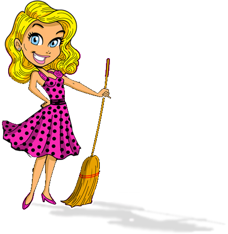 Girl Cleaning Room Png Clipart (450x471)
