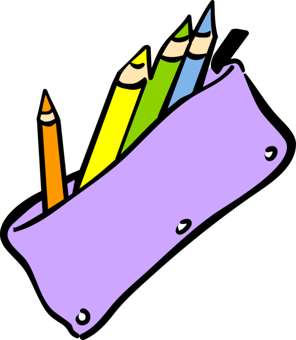 Vector Illustration Of Student's School Pencil Case - Pencil Case Clipart Png (609x700)