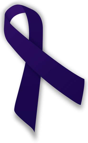 Purple Ribbon Against Domestic Violence And Bullying - Dark Blue Cancer Ribbon (370x599)