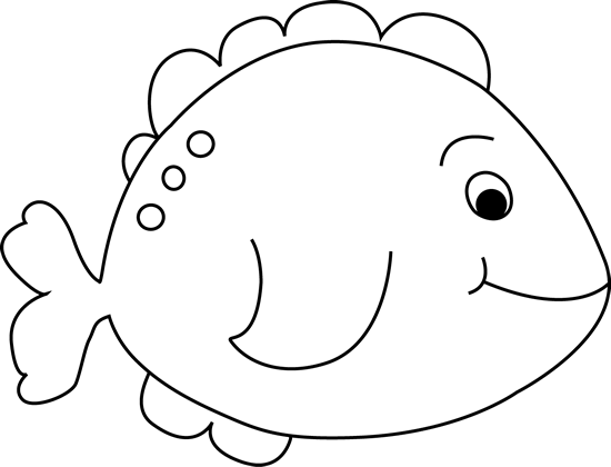 Black And White Little Fish Clip Art Image - Cute Fish Black And White Clipart (550x420)