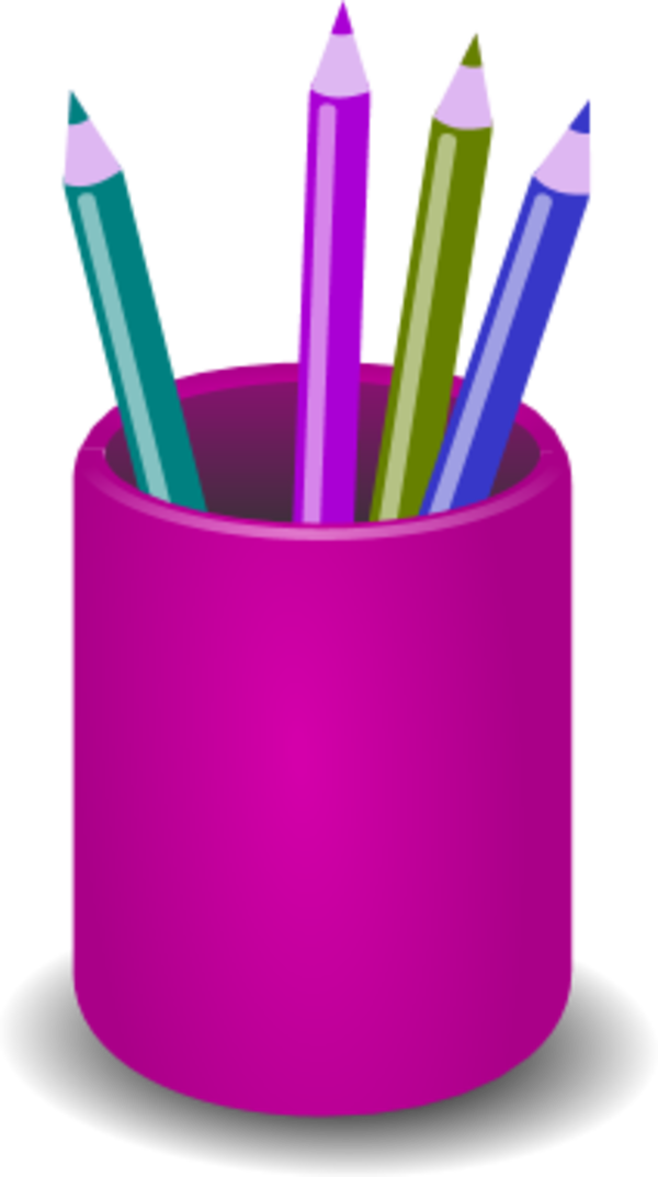 Vector Clip Art - Pencil Holder Clipart Transparent (600x1073)