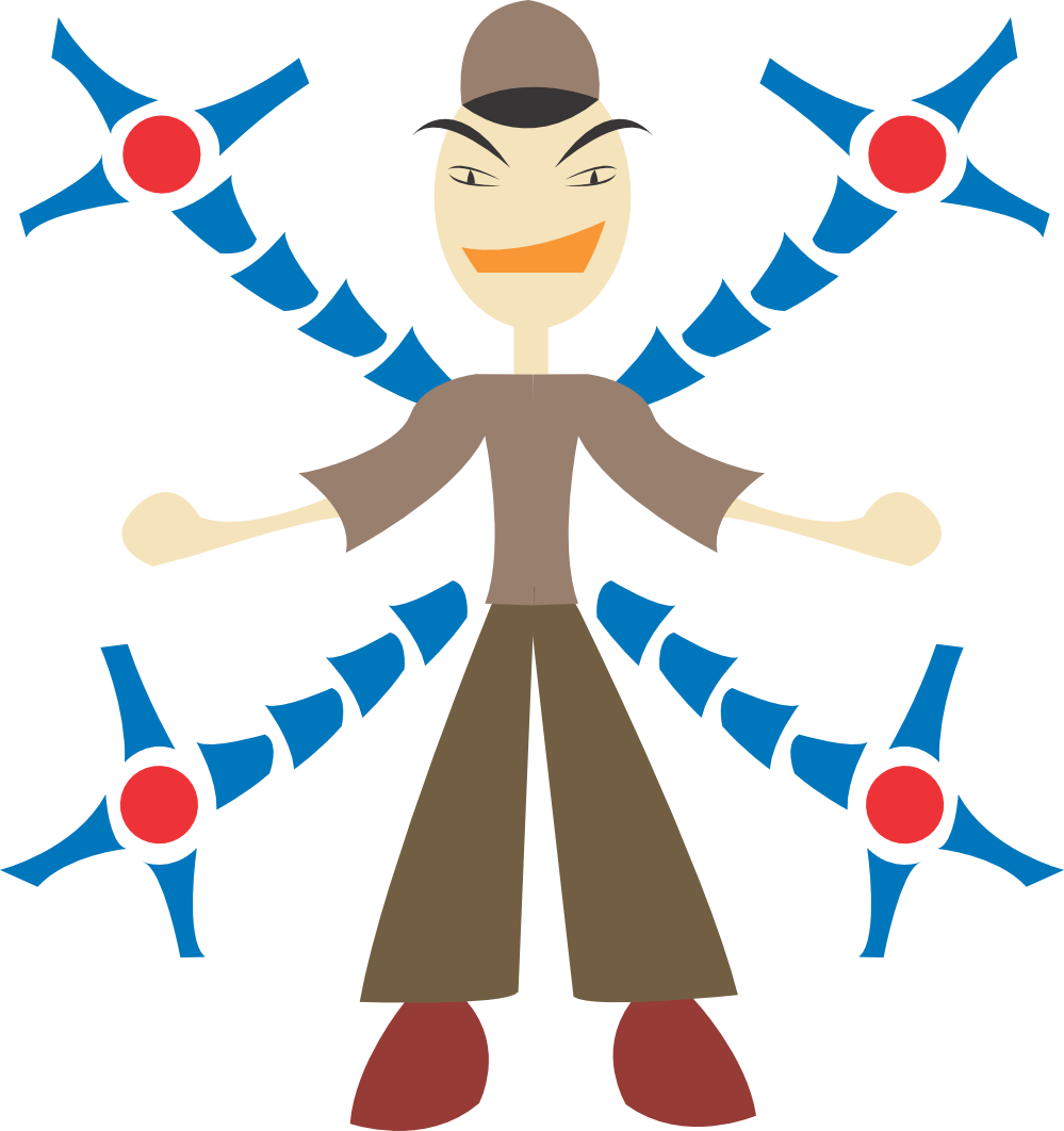 Free Vector Man With Mechanic Arms - Mann Im Roboter Stoffserviette (848x900)