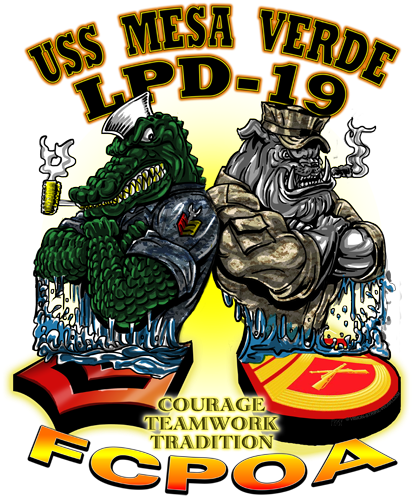 Uss Mesa Verde Lpd-19 Fcpoa Shirt - Cartoon (428x496)