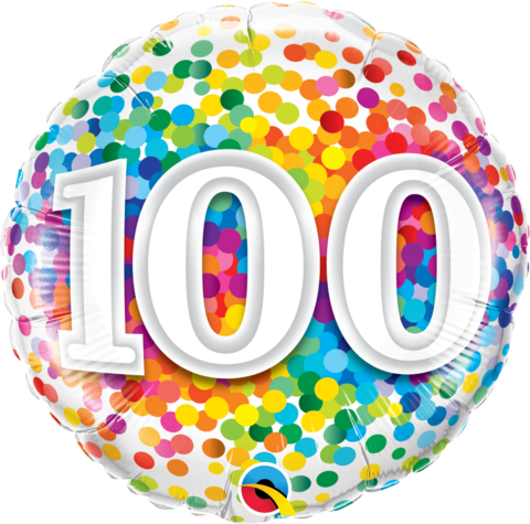 100th Birthday Foil 45cm Confetti Balloon - 100 Balloon (480x475)