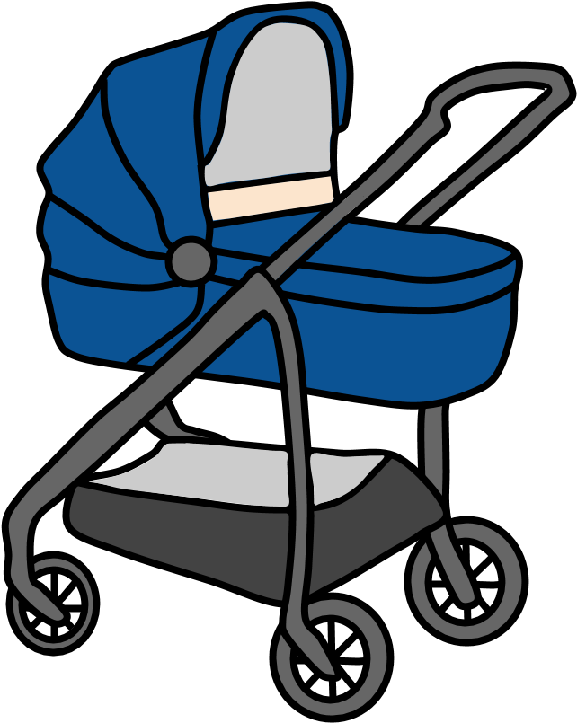 Stroller, Blue Cover, Basket - Baby Carriage (816x1056)