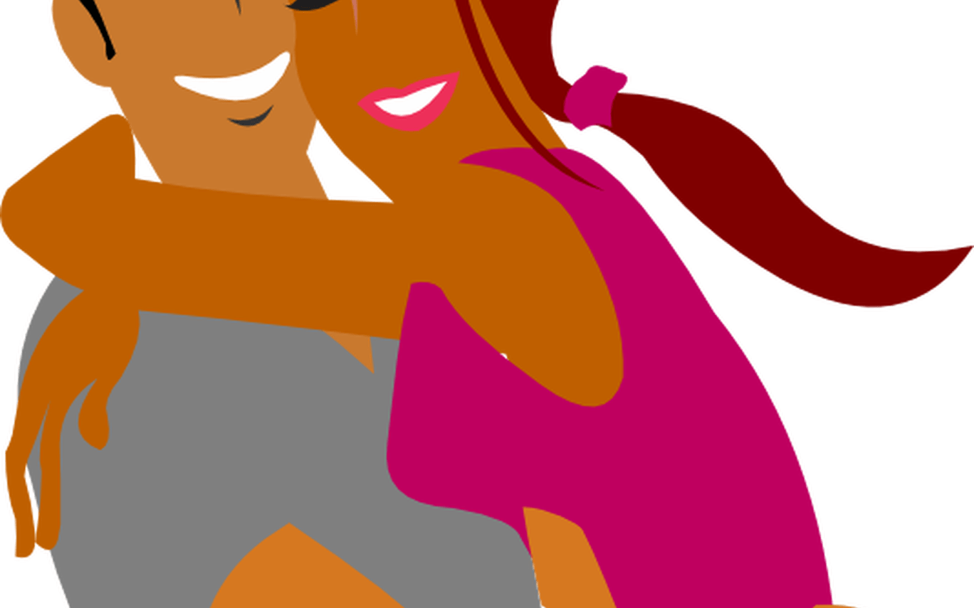 Wedding Couple Clip Art Religious Clipart & Vector - Hugging Couples Black Clip Art (1368x855)