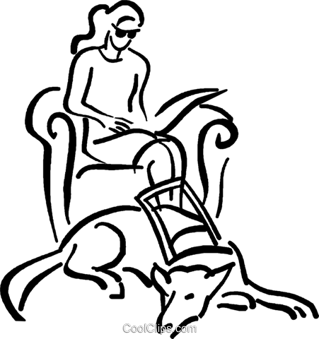 Blind Person With A Seeing Eye Dog Royalty Free Vector - Illustration (451x480)