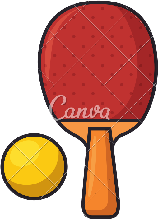 Ping Pong Racket And Ball Sport Icon - Canva (800x800)