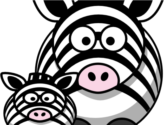 Mother And Baby Clipart Zebra - Zebra Face Cartoon Black And White (640x480)