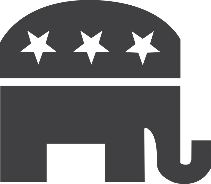Conservatives, Elephant, Gop, Right Wing - Republican Elephant Logo Black And White (824x720)