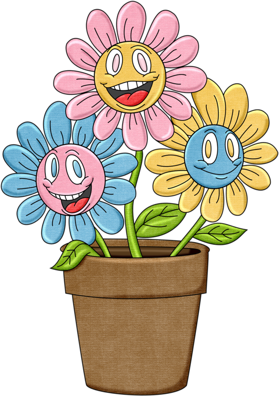 Pps Happy Flowers - Macetas Con Flores Animadas Png (591x800)