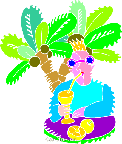 Summer Vacation, Enjoying A Cool Drink Royalty Free - Summer Vacation, Enjoying A Cool Drink Royalty Free (409x480)