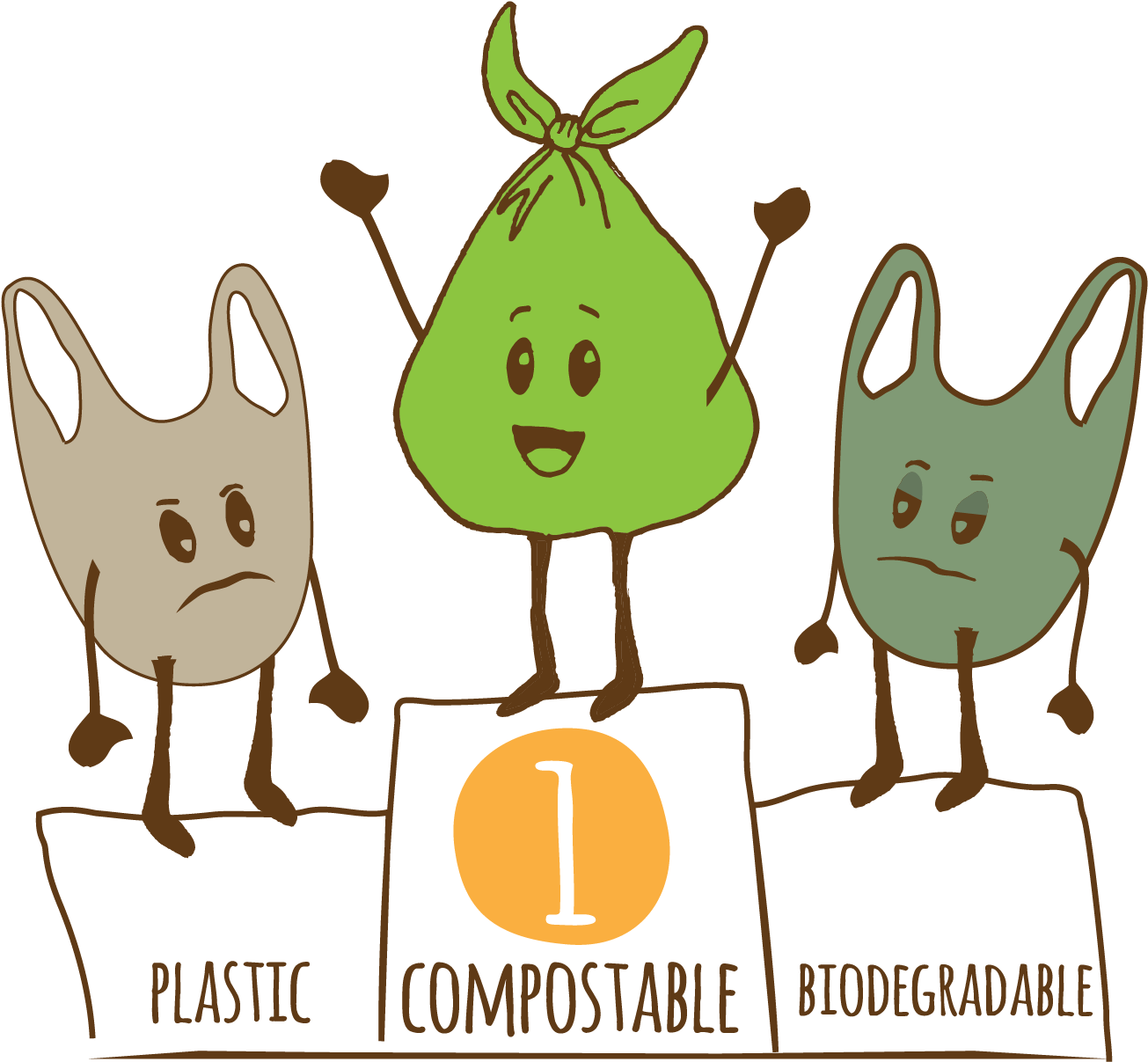Comp Bio Plastic Bags-01 - Biodegradable Plastic Bag Cartoon (1369x1369)