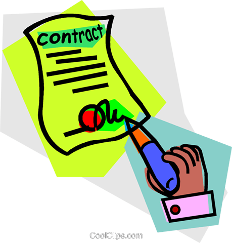 Signing A Contract Royalty Free Vector Clip Art Illustration - Contract (459x480)