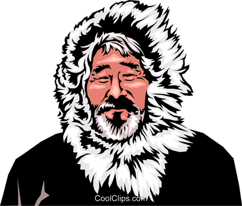 Eskimo Man Royalty Free Vector Clip Art Illustration - Clip Art Inuit (480x409)