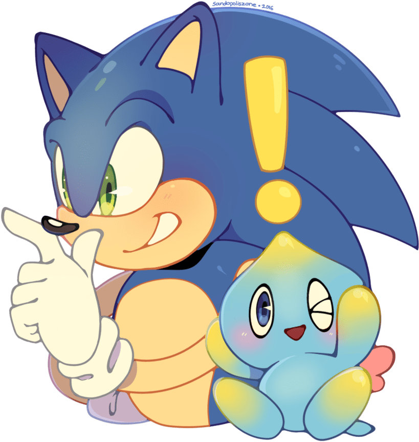 •a Very Nicely Colored Sonic And Chao Fan Art By Sandopoliszone - Cartoon (894x894)