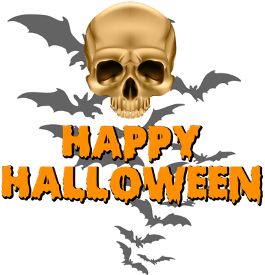 Happy Halloween Skull And Bats - Halloween Clip Art (400x400)