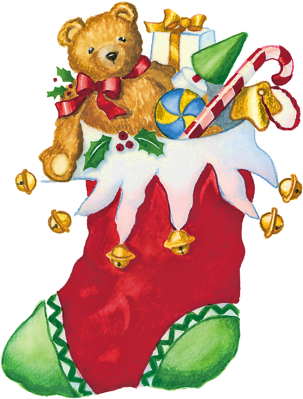 Christmas Stocking Cliparts - Christmas Stocking With Toys (500x649)