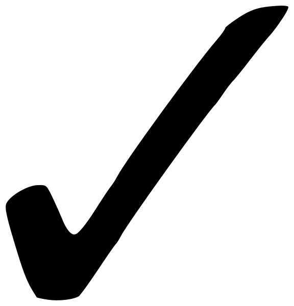 Tick Black Outline White Clip Art - Black Check Mark Png (576x600)