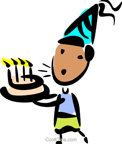 Birthday Boy Blowing Out The Candles Royalty Free Vector - Soprando Vela Png (407x480)