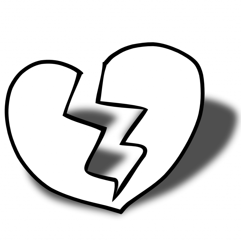 Double Heart Printable Coloring Pages With Free Black - Broken Heart Clipart Black And White (1024x1024)