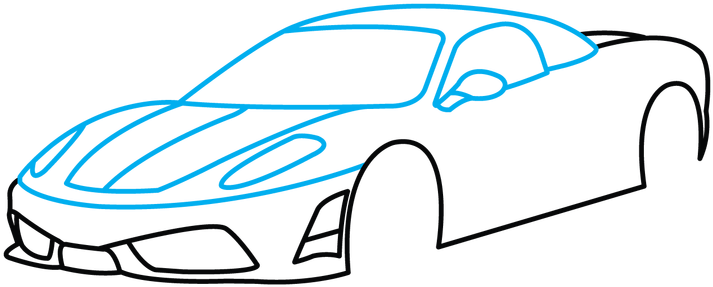Drawn Ferarri Pro Car - Sport Car Drawing Step By Step (720x405)