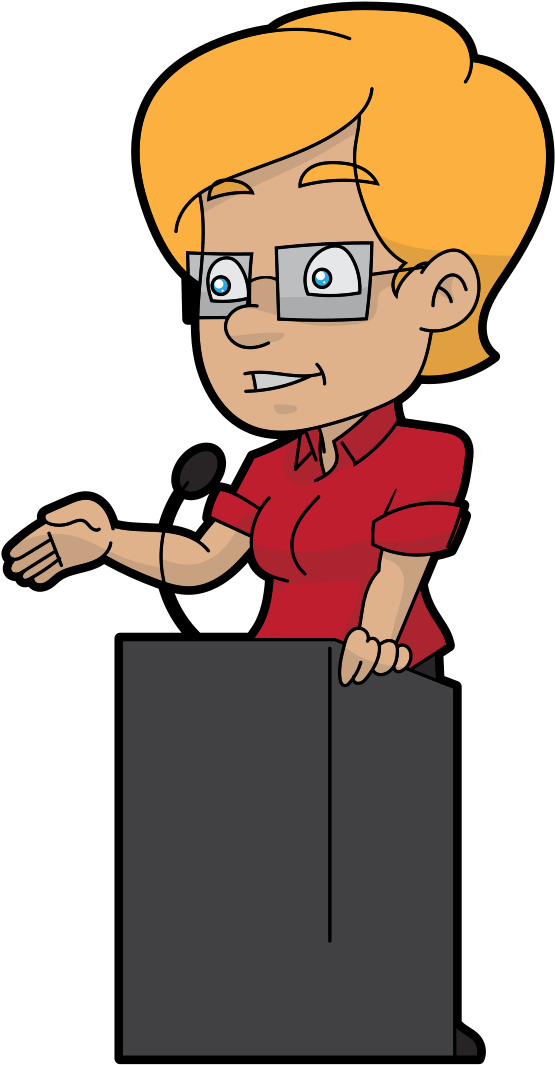 Cartoon Woman Doing A Public Talk - Cartoon (708x1123)