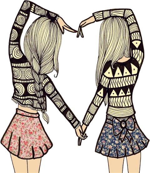 Kisspng Best Friends Forever - Drawings Of Two Girls With Braids (480x554)