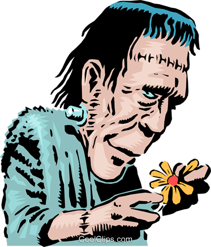 More Free Frankenstein Monster Png Images - Frankenstein Holding A Flower (410x480)
