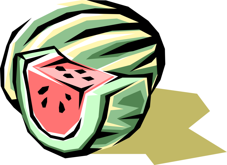 Vector Illustration Of Sliced Watermelon Melon Fruit - Watermelon (965x700)