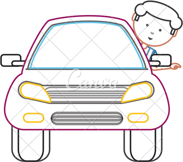 Cartoon Man And Car Vector Icon Illustration - Illustration (800x800)