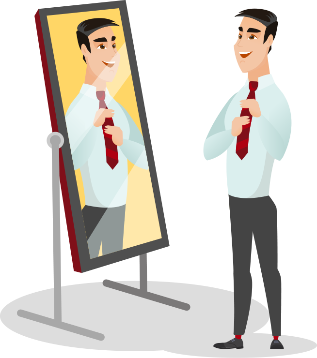 Man Looking In Mirror Illistration - Illustration (654x740)