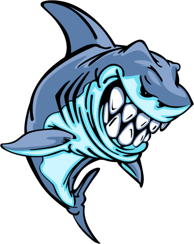 Mq Sticker - Mean Cartoon Shark (1024x1024)