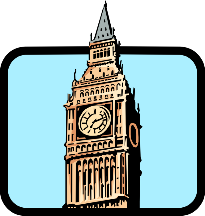 Vector Illustration Of Big Ben Clock Tower Tourism - Big Ben Clip Art (665x700)