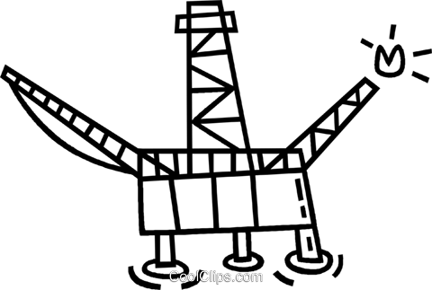 Off Shore Oil Well Royalty Free Vector Clip Art Illustration - Off Shore Oil Well Royalty Free Vector Clip Art Illustration (480x323)